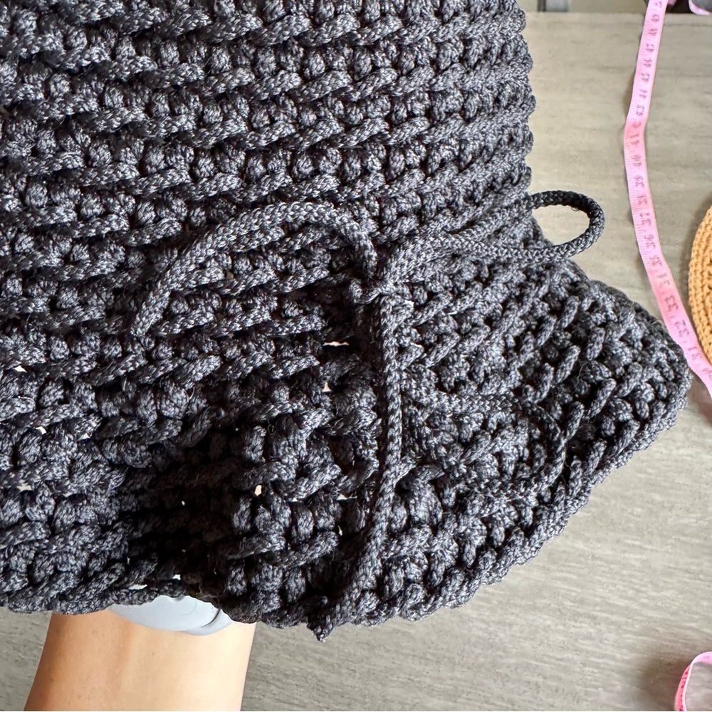 Black Knit Crochet Sunhat Bow Brimmed Hat - Picture 2 of 7